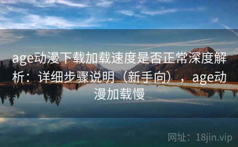 age动漫下载加载速度是否正常深度解析：详细步骤说明（新手向），age动漫加载慢
