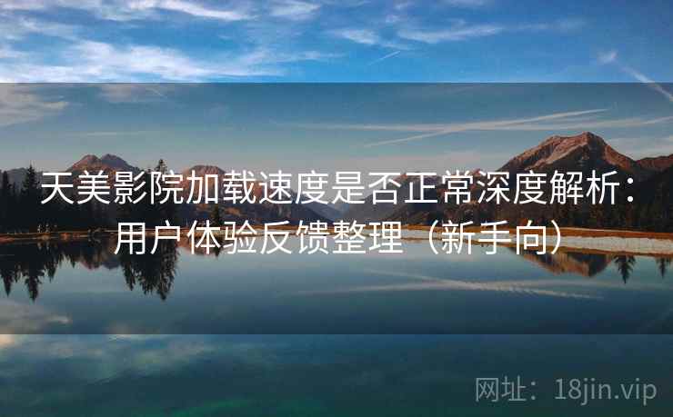 天美影院加载速度是否正常深度解析：用户体验反馈整理（新手向）