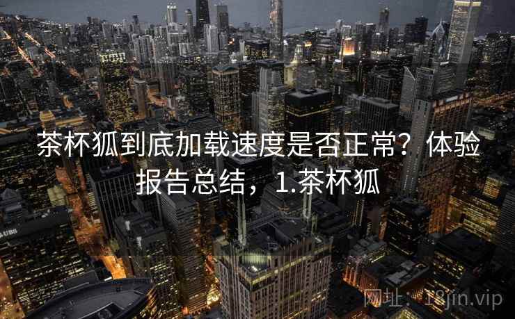 茶杯狐到底加载速度是否正常？体验报告总结，1.茶杯狐
