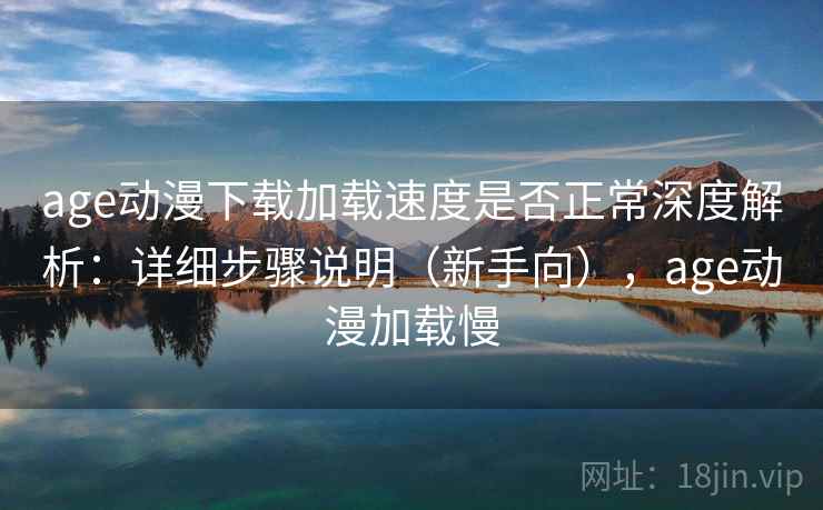 age动漫下载加载速度是否正常深度解析：详细步骤说明（新手向），age动漫加载慢