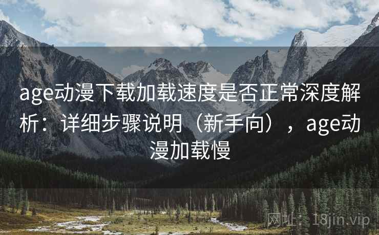 age动漫下载加载速度是否正常深度解析：详细步骤说明（新手向），age动漫加载慢