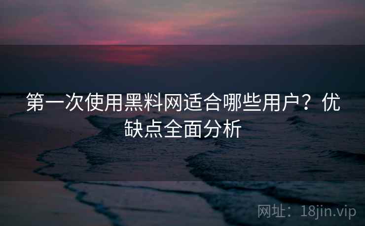 第一次使用黑料网适合哪些用户？优缺点全面分析